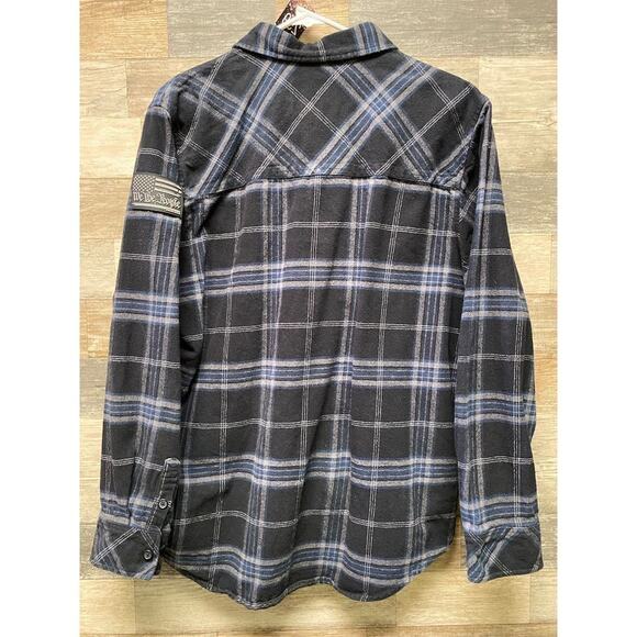 Howitzer Men's Plaid Flannel Shirt Jacket Blue Long Sleeve Size L Warm Cozy Soft - Picture 11 of 13